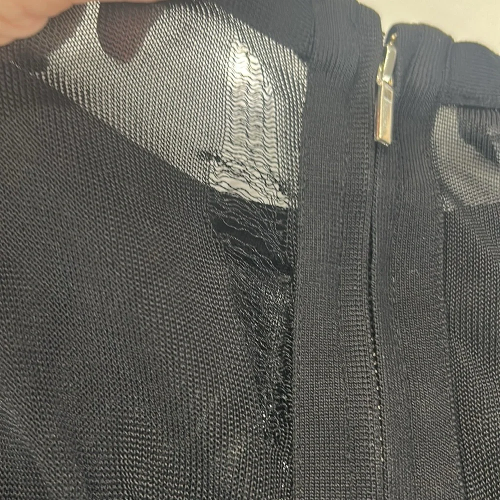 Bebe Black Mummy Bandage Body Hugger Dress. Sheer Mesh Top. Full Back Zip. SizeM - Picture 15 of 16